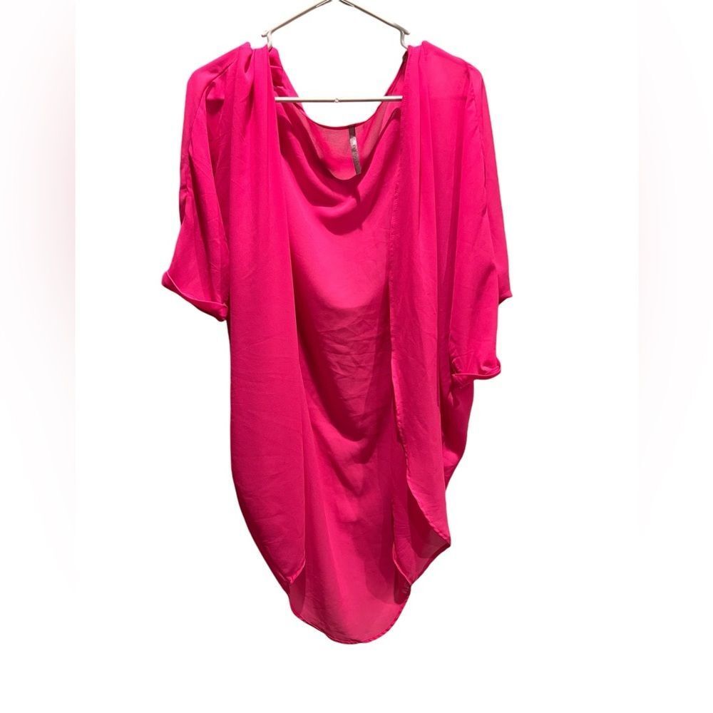 Red Lolly bright pink sheer‎ open front cover up size medium